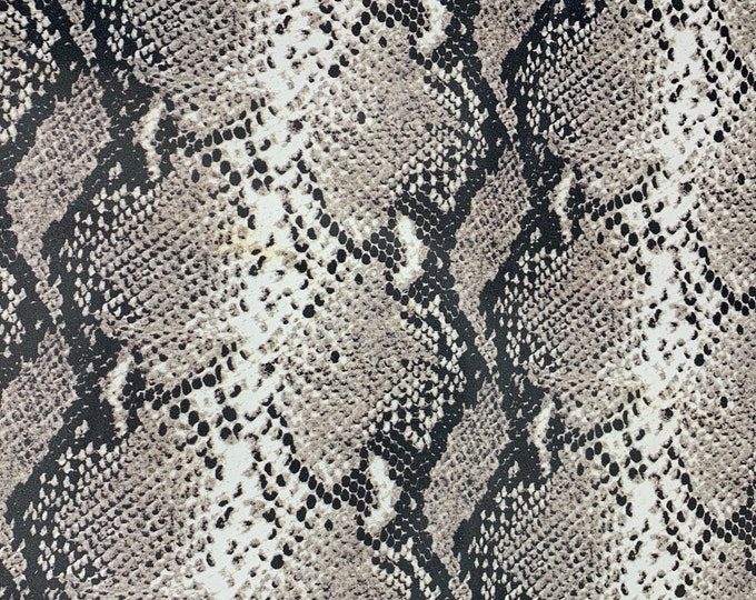 Leather 5"x11" NATURAL PYTHON Snake Taupe, black and white Smooth print Cowhide 3-3.5 oz /1.2-1.4 mm PeggySueAlso® E1558-01