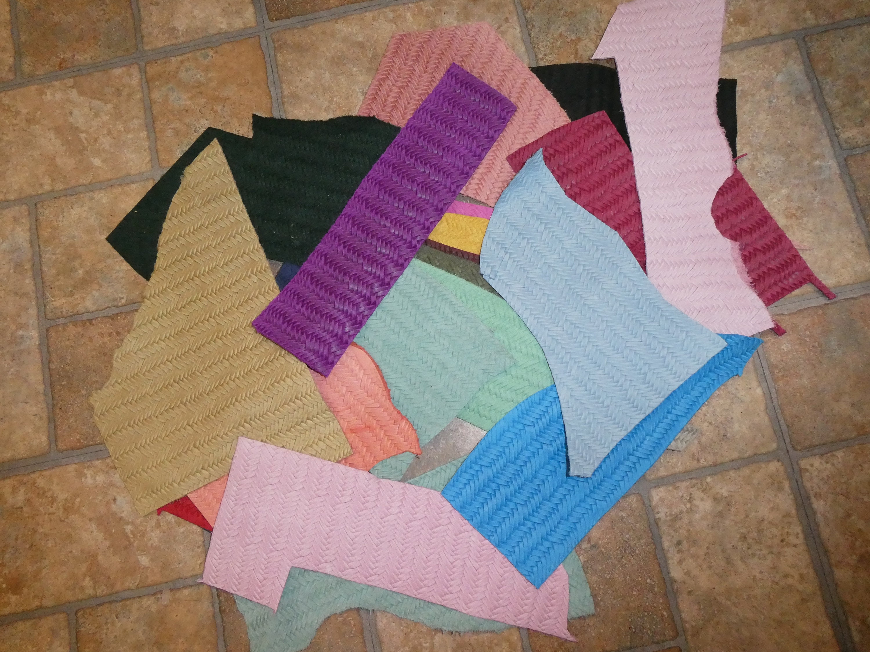Scrap Braided FISHTAIL Leather 4 sq ft overall Assorted colors (pictu…
