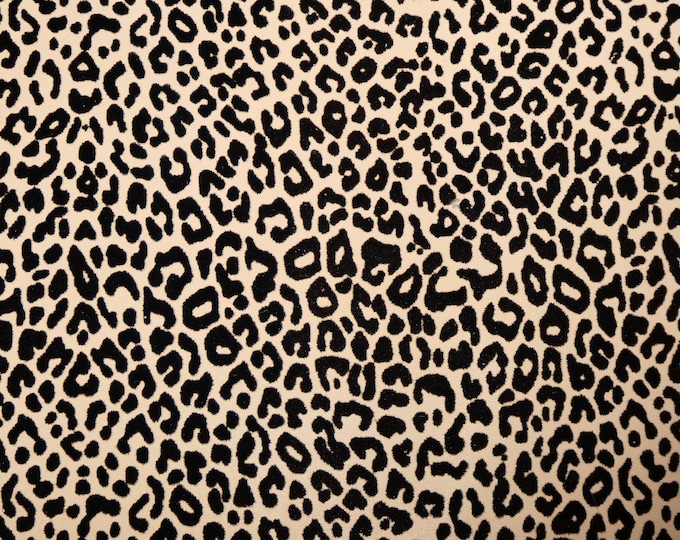 Flocked Leopard 3-4-5 or 6 sq ft BLACK Raised spot on BEIGE /Tan fairly firm Cowhide Leather 3.25-3.75 oz /1.3-1.5 mm PeggySueAlso E2550-81