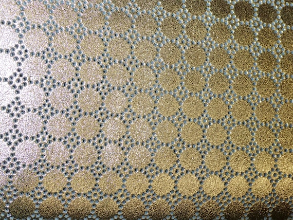 Perforated Dots 12"x12" GOLD Metallic on Gray Cowhide Leather 3.5 oz / 1.4 mm PeggySueAlso E7100-08 Hides available