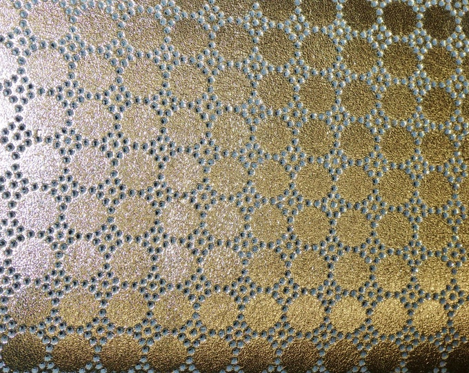 Metallic Leather 3, 4, 5 or 6 sq ft Swiss Dot Perforated GOLD Cowhide 3.5 oz / 1.4 mm (Read description) PeggySueAlso™ E7100-08 Hides too