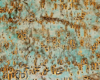 Wildwood 8&quot;x10&quot; TURQUOISE and GOLD Embossed Cowhide leather 2-2.5 oz/ 0.8-1 mm   PeggySueAlso® E3839-02