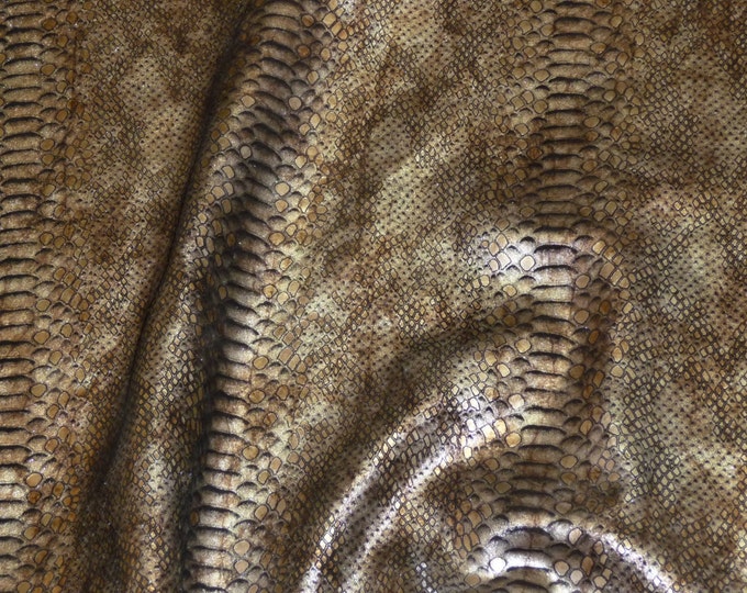 MYSTIC Python 3-4-5 or 6 sq ft Distressed BROWN and a touch of SILVER on Black Cowhide PeggySueAlso E2868-19