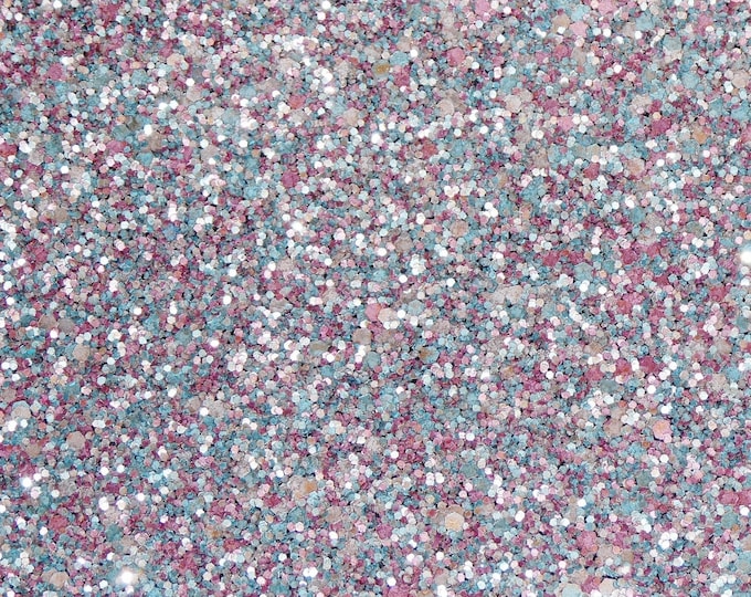 Chunky Glitter 8"x10" Gray Pink Aqua Mauve METALLIC applied to Leather 4 firmness Thick 6 oz/ 2.4 mm PeggySueAlso® E4355-25