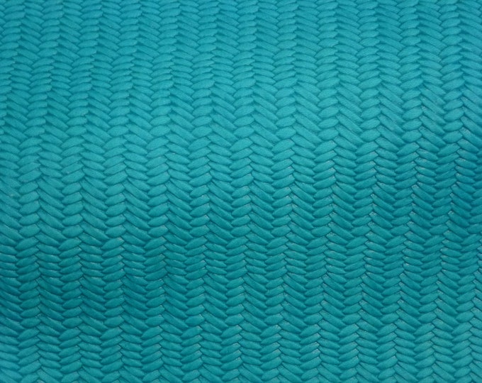 Braided Fishtail 8"x10" TURQUOISE SURF Cowhide Leather 2.5-3 oz / 1-1.2 mm PeggySueAlso E3160-66 hides available