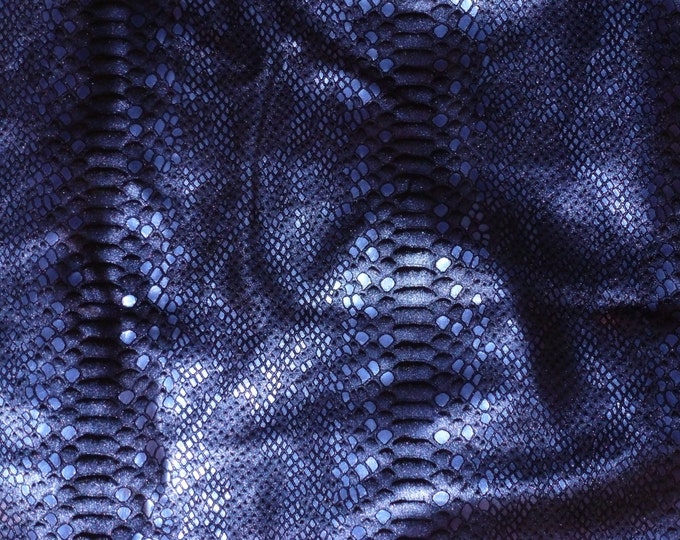 MYSTIC 3-4-5 or 6 sq ft INDIGO Purple / Blue Metallic Python on Black Suede Cowhide 3 oz / 1.2 mm PeggySueAlso E2868-63