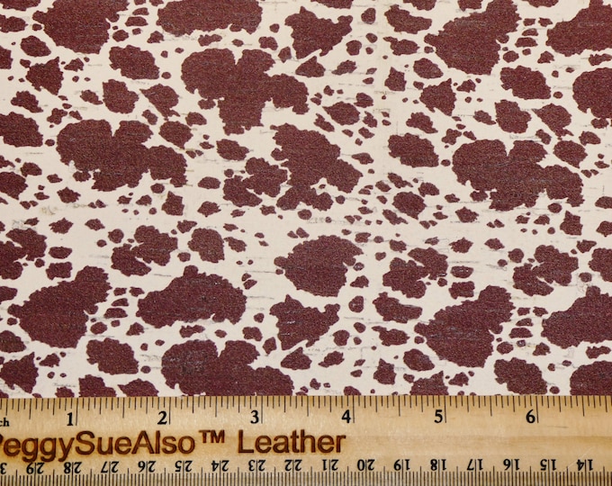 CoRK 5"x11" BROWN & OFF WHITE Spotted CoW Cork backed with Cowhide Thick 5.5oz/2.2mm PeggySueAlso® E5610-369