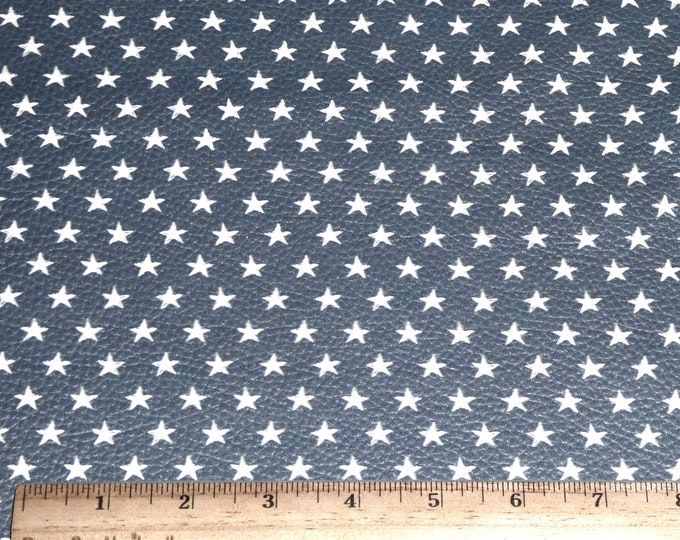 LAST Leather 5"x11" Off white STARS on blue Cowhide 3.75-4 oz / 1.5-1.6 mm #411 PeggySueAlso™ E2752-09 July 4th