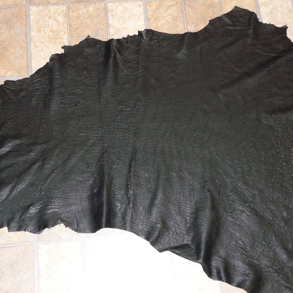 NEW ITEM Black French Shrunken  Lambskin Leather Hide 5.5 sq ft 32"x24" 2.5-3oz/1-1.2mm