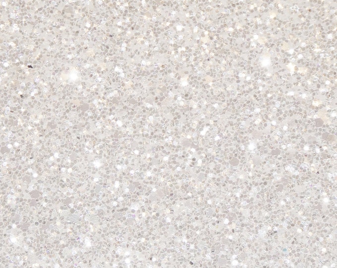 Chunky Glitter 8"x10" WHITE Metallic Fabric applied to WHITE Leather 4 firmness Very Thick 5-5.75 oz/2-2.3mm PeggySueAlso® E4355-16