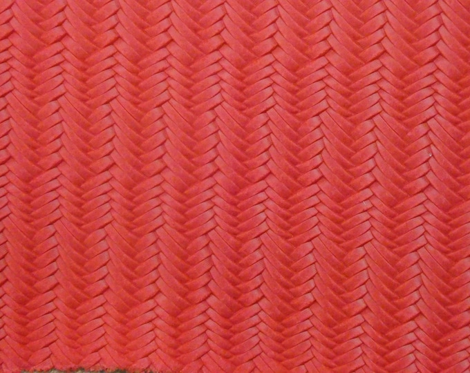 Braided Fishtail 12"x12" STRAWBERRY firm Red Italian Cowhide Leather 3 oz / 1.2 mm PeggySueAlso™ E3160-39