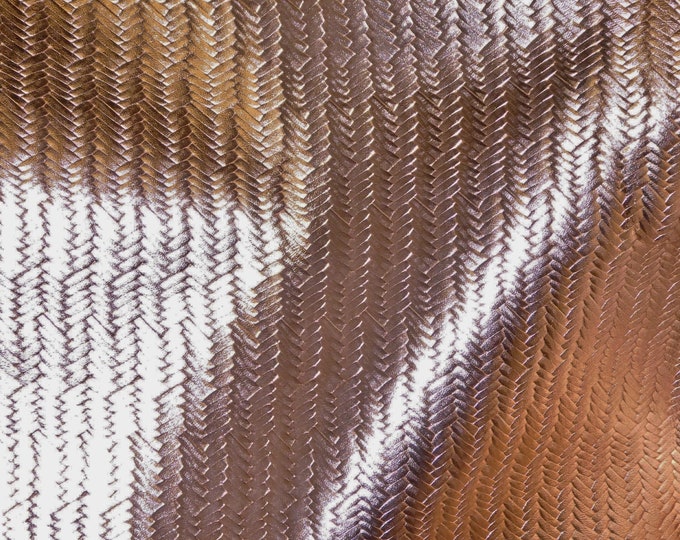 Braided Fishtail 8"x10" ROSE Gold Metallic Cowhide Leather 3-3.5oz /1.2-1.4 mm PeggySueAlso E3160-16 Hides Available