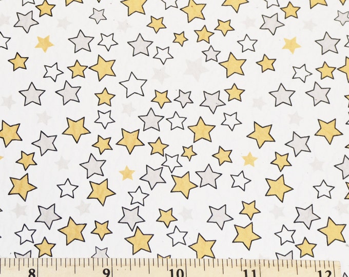 Leather 2 pcs 4"x6" CUTE Stars Gold Silver on White cowhide (larger stars than cork version, 3/8") 2.5-3oz/1-1.2 mm PeggySueAlso E2752-05