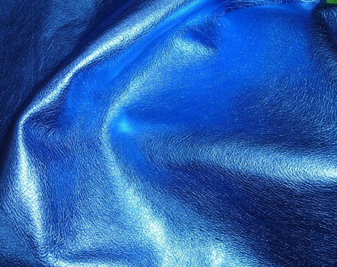 Pebbled Leather 8"x10" ROYAL Blue Metallic shows the grain (has a dk gray back) cowhide 2.5-3 oz /1-1.2 mm PeggySueAlso® E4100-15B E4100-15