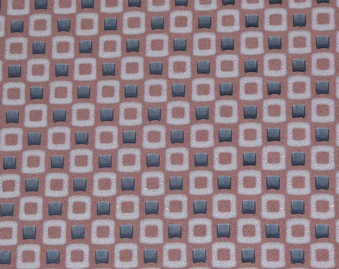 Leather 8"x10" WHITE 1/4" & SILVER 1/8" Geometric squares / tiny checkerboard peachy mauve suede 2.75-3oz/1.1-1.2mm PeggySueAlso E7300-02