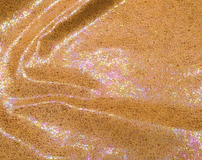 SPLATTER 12"x12" Golden WILLOW Tan Iridescent Metallic Splatter perfect 4 fringe 2.5-3 oz / 1-1.2 mm PeggySueAlso® E7900-07 nubuck