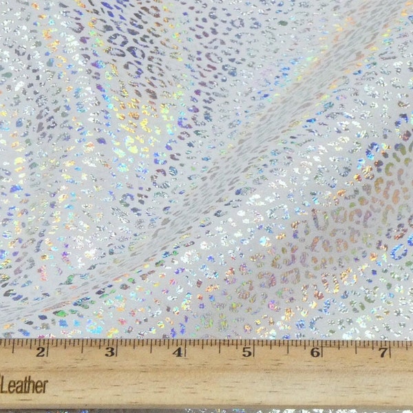 Leopard 2 pcs 4"x6" HALO Iridescent Shimmery small print on light gray Suede Cowhide Leather 2.75-3oz/1.1-1.2mm PeggySueAlso® E2550-105