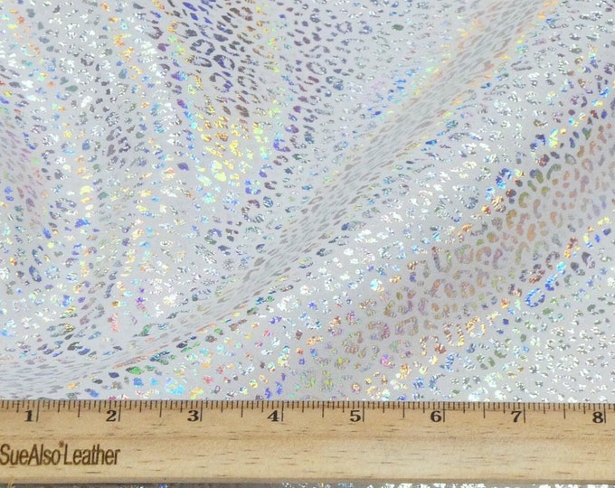 Leopard 2 pcs 4"x6" HALO Iridescent Shimmery small print on light gray Suede Cowhide Leather 2.75-3oz/1.1-1.2mm PeggySueAlso® E2550-105