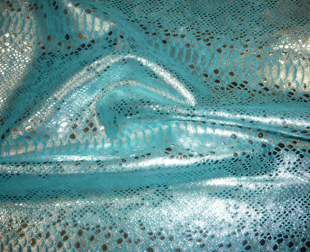 MYSTIC PYTHON 2 Pieces 4"x6" Silver Metallic on TURQUOISE Cowhide Suede ...