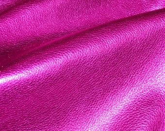 Pebbled Metallic 3-4-5 or 6 sq ft HOT PINK shows the grain - soft cowhide leather 2.5-3 oz / 1-1.2 mm PeggySueAlso® E4100-12