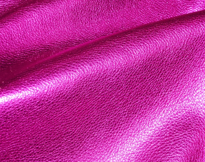 Pebbled Metallic 3-4-5 or 6 sq ft HOT PINK shows the grain - soft cowhide leather 2.5-3 oz / 1-1.2 mm PeggySueAlso® E4100-12