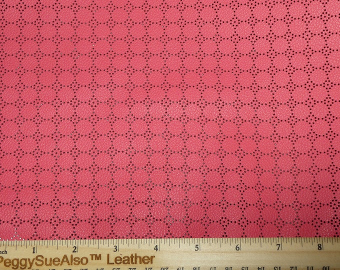 Perforated Dots 3 , 4, 5 or 6 sq ft Dark CORAL / SALMON Cowhide Leather (read description) 3 oz / 1.2 mm PeggySueAlso E7100-11