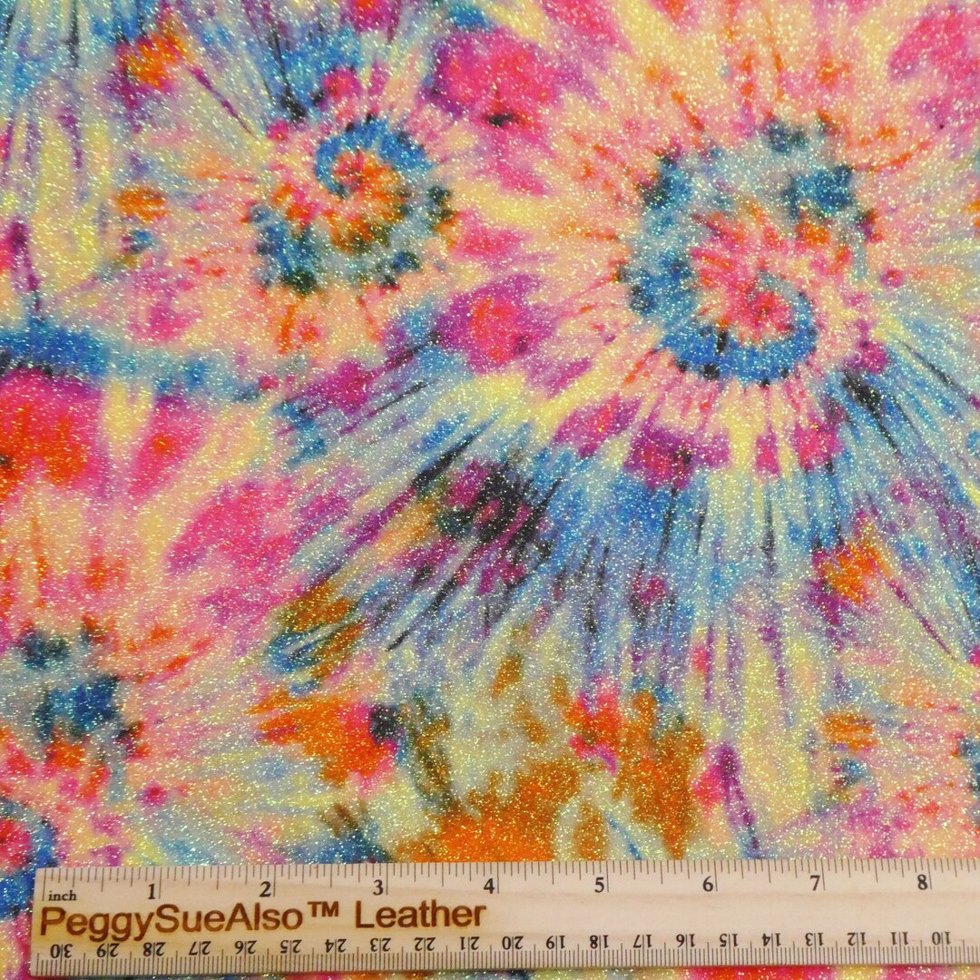 Fine Glitter Various Sizes Tie DYE Rainbow Glitter Fabric Applied to