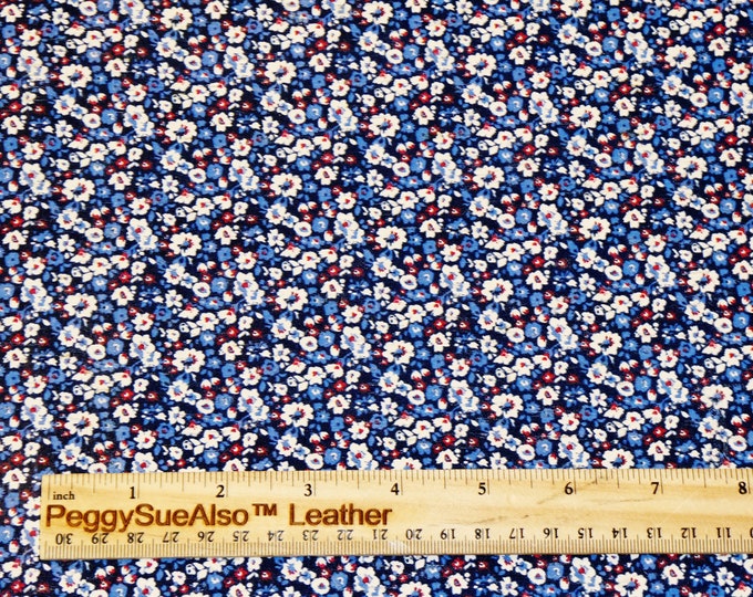 Cork 5"x11" PATRIOTIC GARDEN Red White on NAVY Blue Cork applied to Leather for body/strength Thick 5oz/2mm #344 E5610-296 Limited