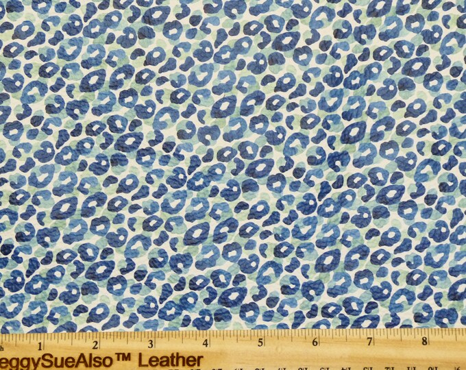 Leather 2 pieces 4"x6" BLUE LEOPARD Print on Soft Cowhide 3.25-3.5oz/1.3-1.5mm #261 PeggySueAlso™ E1673-02