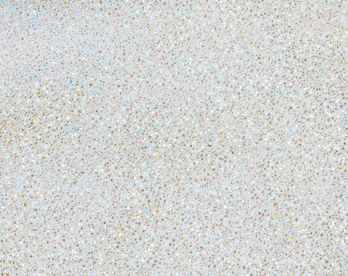 Sparkle 5"x11" Silver IRIDESCENT Metallic on Nearly White SUEDE cowhide Leather 3-3.25 oz / 1.2-1.3 mm PeggySueAlso® E7500-16