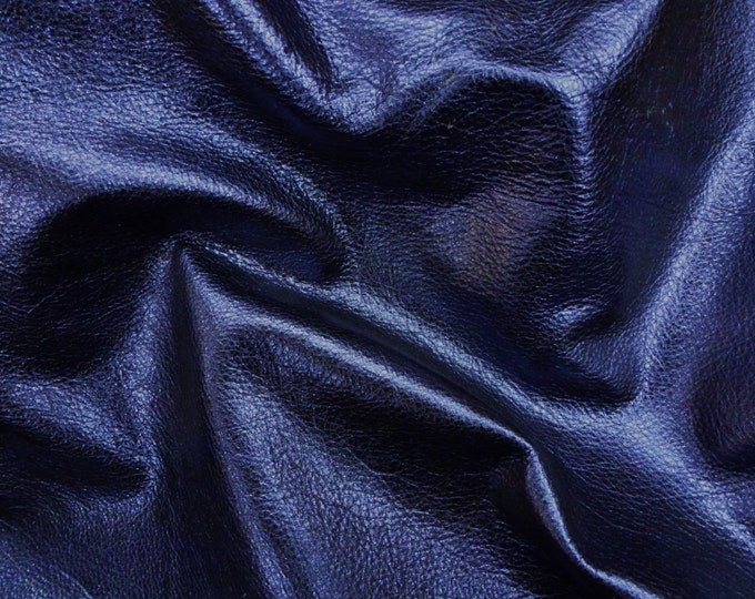 Pebbled Metallic 2 pieces 4"x6" NAVY Shinier Metallic SOFT cowhide shows the grain Leather 2.5-3oz/1-1.2mm PeggySueAlso® E4100-07B hides too