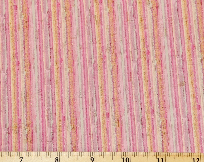 Cork Version 8"X10" BOHO PINK Stripes on CORK applied to real leather Thick 5.5oz/2.2mm PeggySueAlso E5610-236