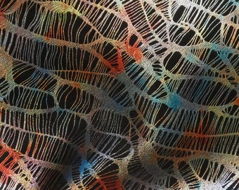 Limited Complex Spider Web 8"x10" JEWEL TONES Metallic on Black Suede Cowhide Leather 3.25-3.5oz /1.3-1.4mm PeggySueAlso® E3113-04 Rainbow