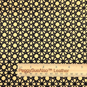 Cork 12"x12" BUMBLE BEE Raised / Flocked WHEELS Black on Yellow Cork backed with Leather 5.5oz/2.2mm PeggySueAlso® E5610-436