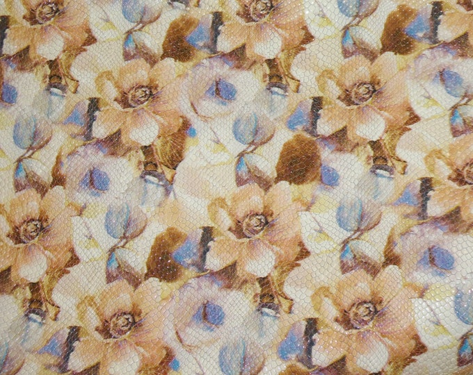 CLOSEOUT Leather 5"x11" TEXTURED MAGNIFICENT Garden Flowers on off White (backside not nice) 2.5-2.75oz/1-1.1mm #574 PeggySueAlso® E3155-01