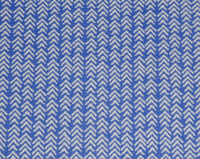 Leather 3-4-5 or 6 sq ft ROUGH CHEVRON White (1/4" wide) on Royal BLUE 3-3.5oz /1.2-1.4 mm PeggySueAlso E1380-43