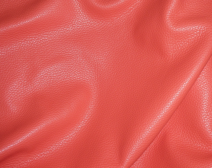 Leather 12"x12" Imperial Dark CORAL Fully Finished Pebble Grain THICK but soft Italian Cowhide 3.75-4oz/1.5-1.6mm PeggySueAlso™ E3205-10