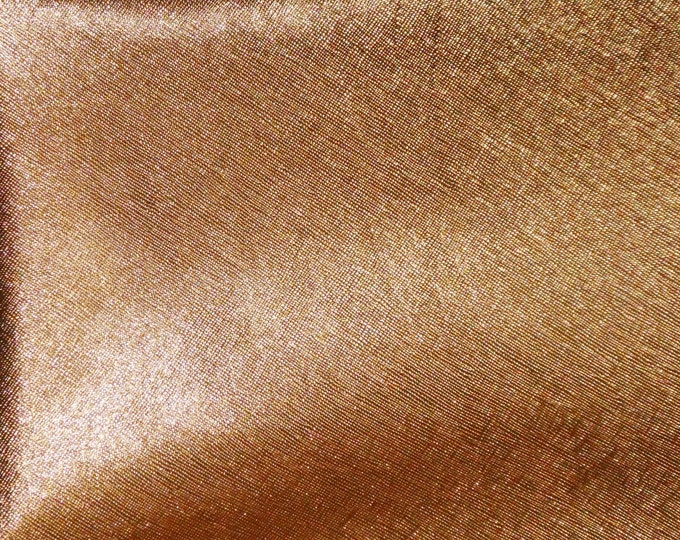 Metallic Saffiano 4"x6" or 5"x11" BRONZE Weave Embossed Cowhide Leather 2.5-3oz/ 1-1.2mm   PeggySueAlso E8201-16 hides available