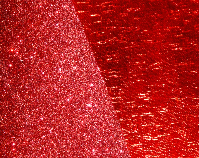 REVERISIBLE 12"x12" ReD METALLIC CoRK / Red Fine GLITTER with leather sandwiched between 5.5oz/2.2mm PeggySueAlso® E5611-08 Double sided