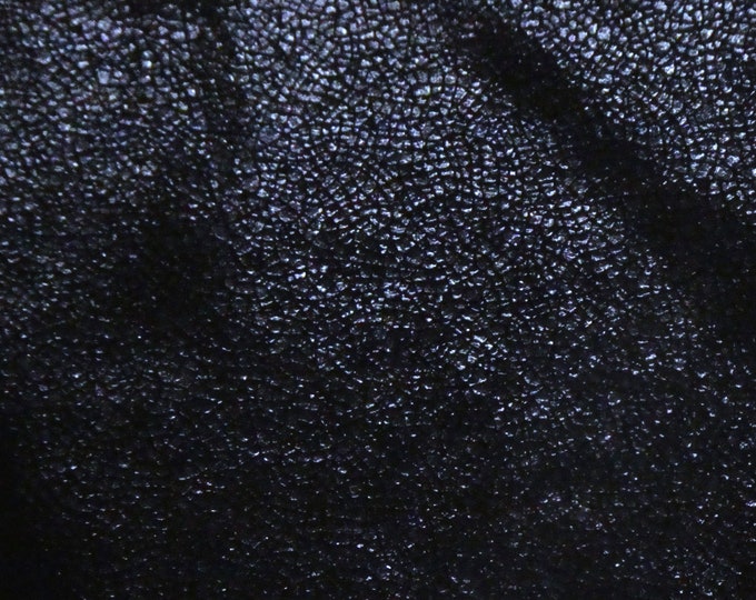 Crackled Ice 5"x11" VERY NAVY BLUE Metallic on Black SuEDE cowhide 3-3.5 oz/1.2-1.4 mm PeggySueAlso E1408-14