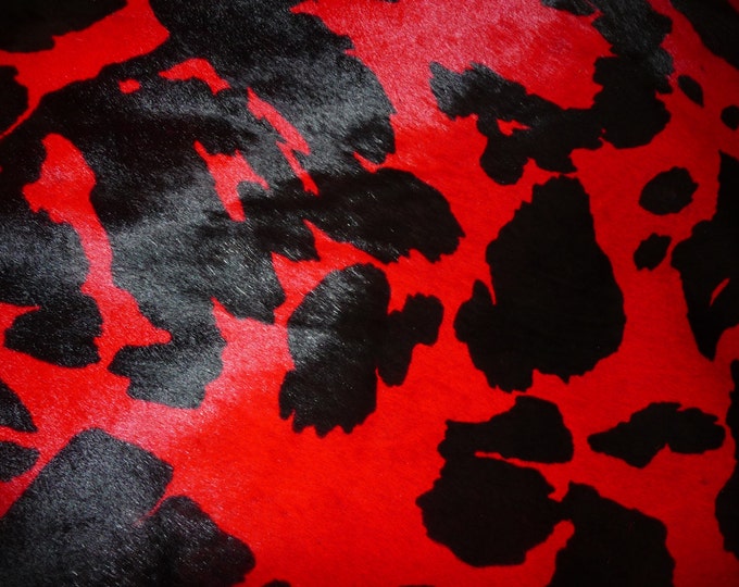 Hair On Leather 5"x11" Red and Black Spotted PONY Print Calfskin Cowhide 3.5-4oz/1.2-1.6mm   PeggySueAlso Limited