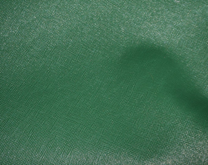 Saffiano Leather 12"x20", 14"x17" or? SHAMROCK Forest GREEN Weave Embossed Cowhide 2.5-3 oz/ 1-1.2 mm PSA™ E8201-23 hides too