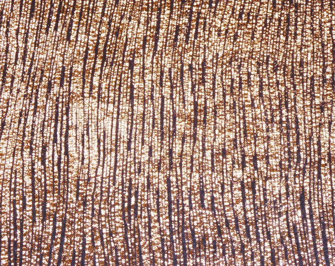 Rainy Day 3-4-5 or 6 sq ft ROSE GOLD Metallic Stripes on BLACK Cowhide 3oz/1.2mm PeggySueAlso®  E1030-14