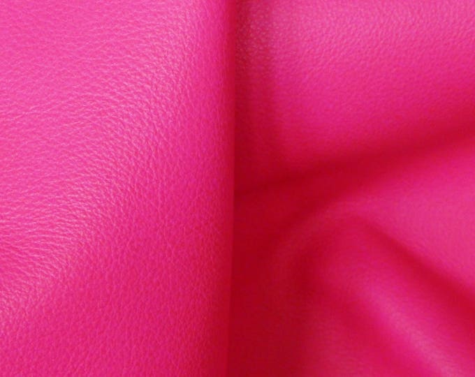 NEON 8"x10" Neon HOT PINK soft Pebbled Cowhide Leather shows the grain 3.25-3.75oz/1.3-1.5 mm PeggySueAlso E2530-02b Hides Available