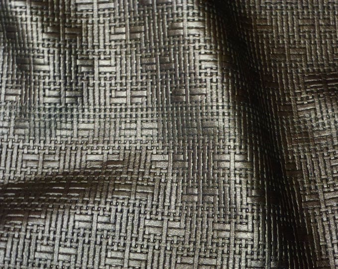 Basket Weave 8"x10" PEWTER Metallic Soft Basket Weave Embossed Cowhide Leather  2-2.5 oz/0.8-1 mm PeggySueAlso® E8000-10