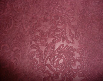 Suede Leather 5"x11" Etched Daisy MAROON / Burgundy Pressed Embossed Cowhide 3.5 oz/1.4 mm PeggySueAlso® E2875-03