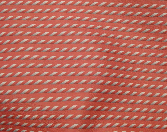Leather 12"x12" SHUTTER Striped CORAL Cowhide 3-3.5 oz / 1.2-1.4 mm PeggySueAlso E3088-01