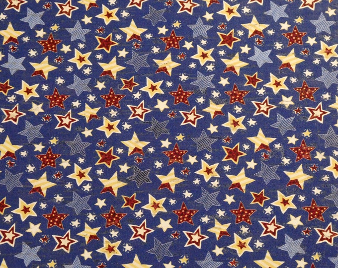 Cork 2 pieces 4"x6" SKETCHY STARS Red, White, blue on NAVY Cork applied to cowhide Leather Thick 5.5oz/2.2mm E5610-447