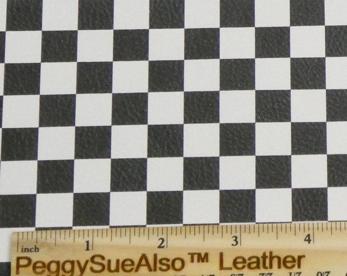 Leather 3-4-5 or 6 sq ft Large CHECKERBOARD WHITE and BLACK (1/2" squares) Cowhide 4-4.25oz/ 1.6-1.7mm PeggySueAlso® E7300-01