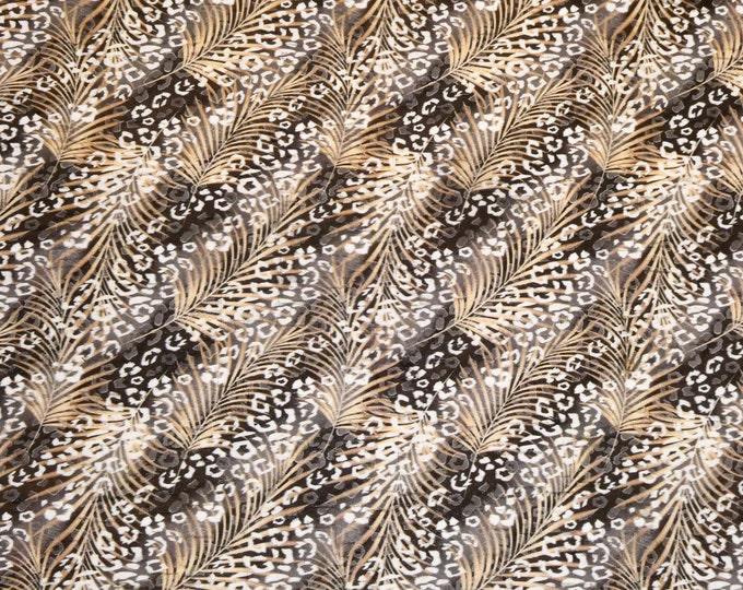 Cork 3-4-5 or 6 sq ft Tan FERNS and WHITE LEOPARD Spots on Gray and Black CoRK applied to Leather 5.5oz/2.2mm PeggySueAlso E5610-533